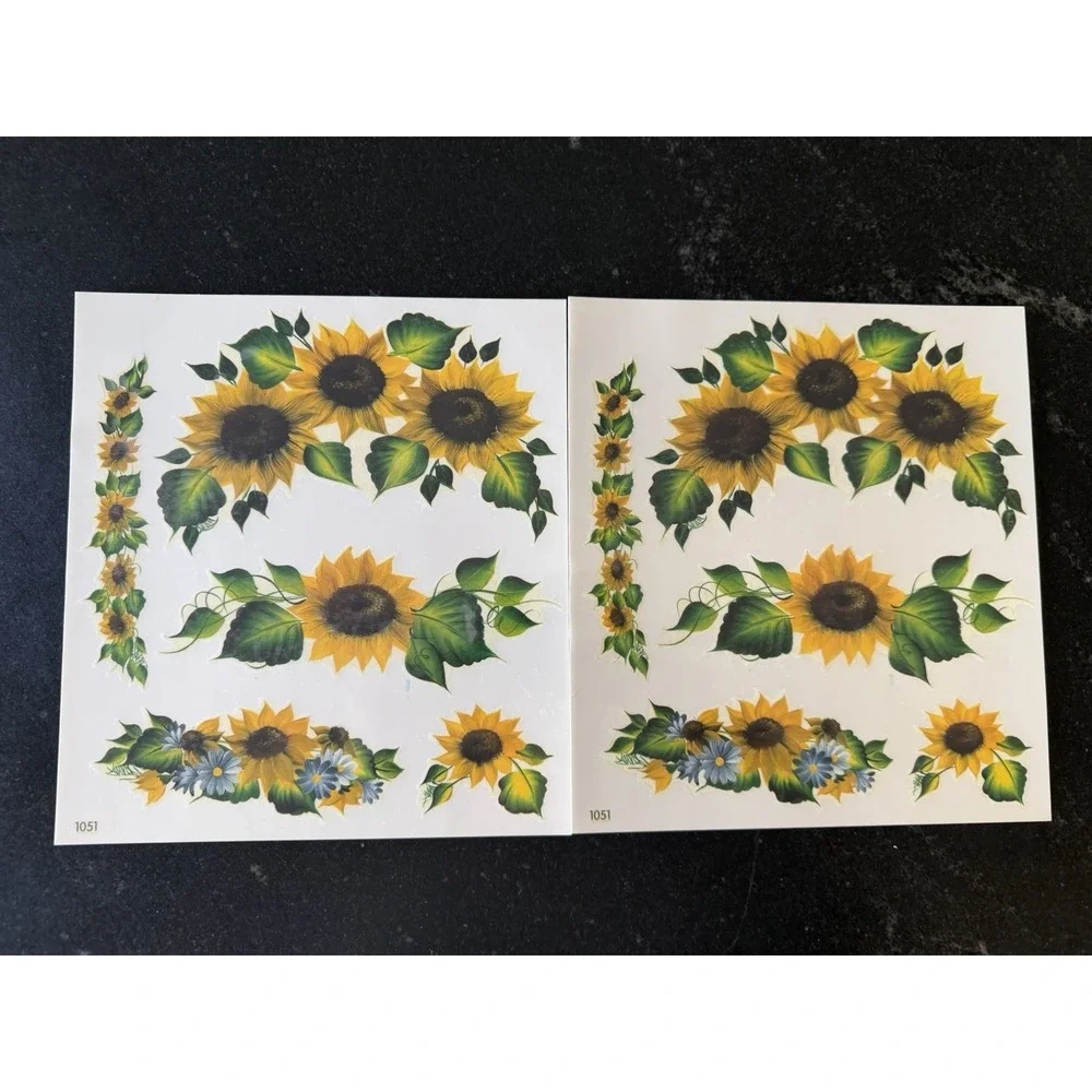 Plaid FolkArt Rub‎ On Transfers 2001 Farmhouse Floral Sunflower Lot